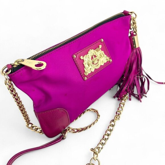 Juicy Couture Magenta Nylon & Chain Shoulder Evening Bag Pink & Gold - Picture 2 of 9